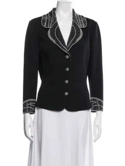 Pre-owned St John Tweed Pattern Blazer In Black
