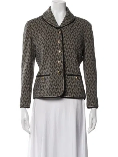 Pre-owned St John Tweed Pattern Blazer In Black
