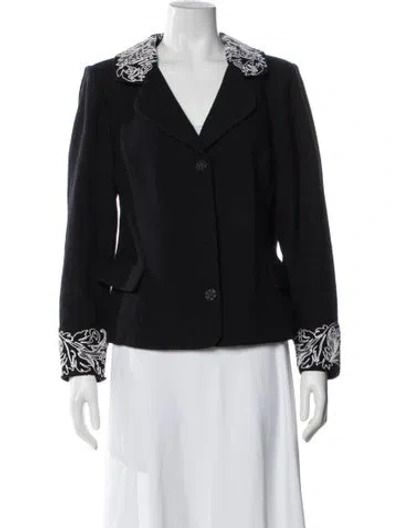 Pre-owned St John Tweed Pattern Blazer In Black