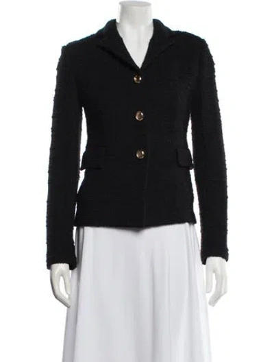Pre-owned St John Tweed Pattern Blazer In Black