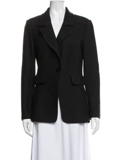 Pre-owned St John Tweed Pattern Blazer In Black
