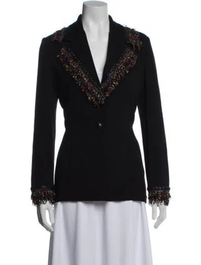 Pre-owned St John Tweed Pattern Blazer In Black
