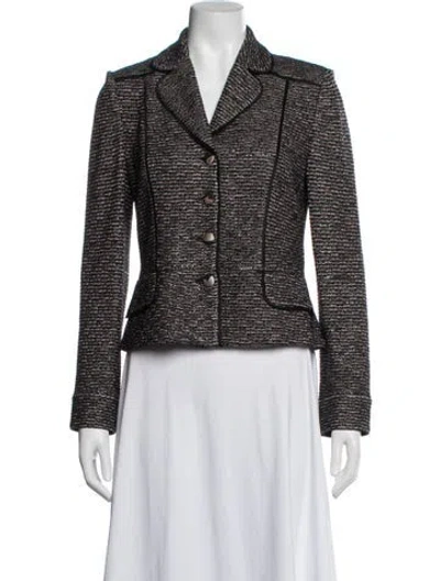 Pre-owned St John Tweed Pattern Blazer In Black