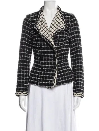 Pre-owned St John Tweed Pattern Blazer In Black