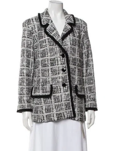 Pre-owned St John Tweed Pattern Blazer In Black
