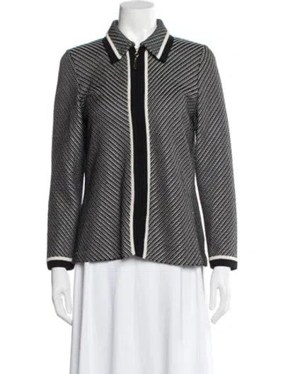 Pre-owned St John Tweed Pattern Blazer In Black