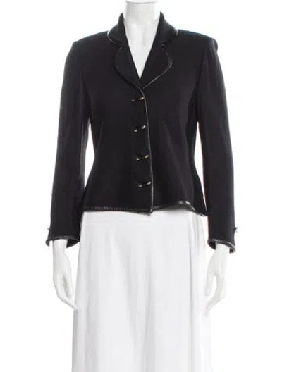 Pre-owned St John Tweed Pattern Blazer In Black