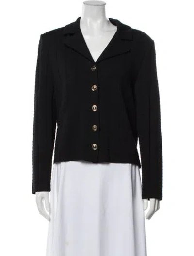 Pre-owned St John Tweed Pattern Blazer In Black