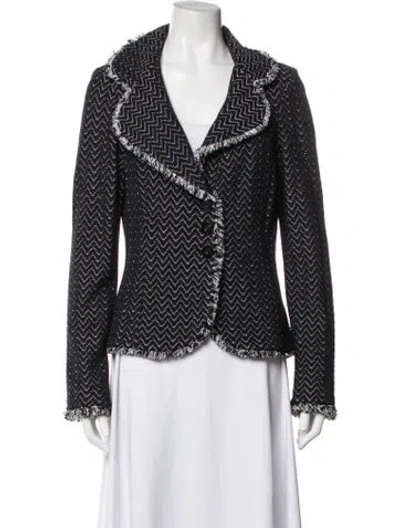 Pre-owned St John Tweed Pattern Blazer In Black