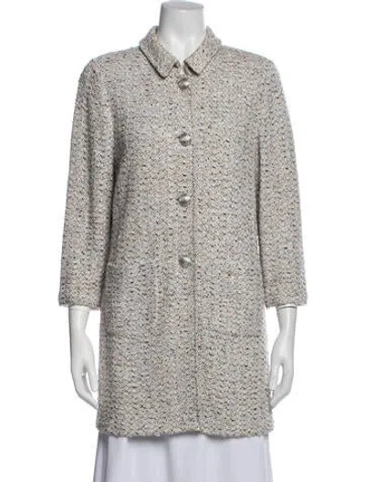 Pre-owned St John Tweed Pattern Blazer In Black