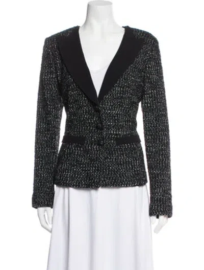 Pre-owned St John Tweed Pattern Blazer In Black