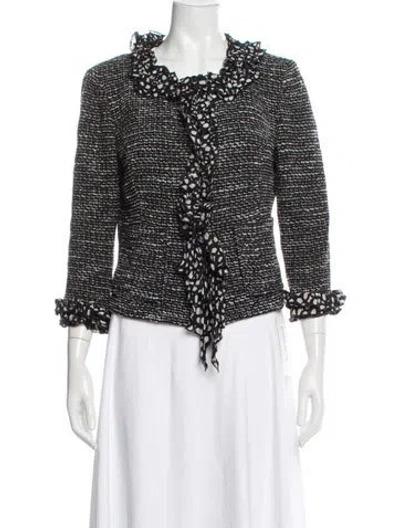 Pre-owned St John Tweed Pattern Blazer In Black