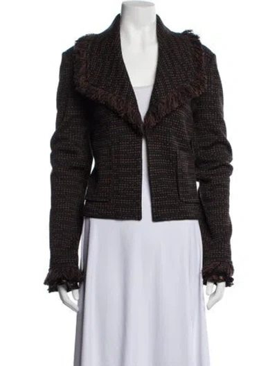 Pre-owned St John Tweed Pattern Blazer In Black