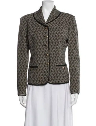 Pre-owned St John Tweed Pattern Blazer In Black