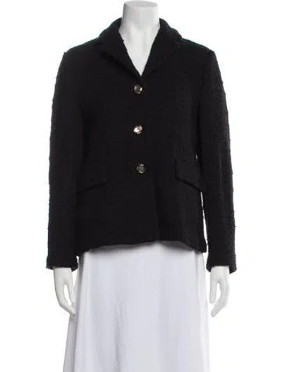 Pre-owned St John Tweed Pattern Blazer In Black