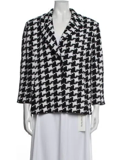 Pre-owned St John Tweed Pattern Blazer In Black/neutrals