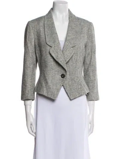 Pre-owned St John Tweed Pattern Blazer In Blue