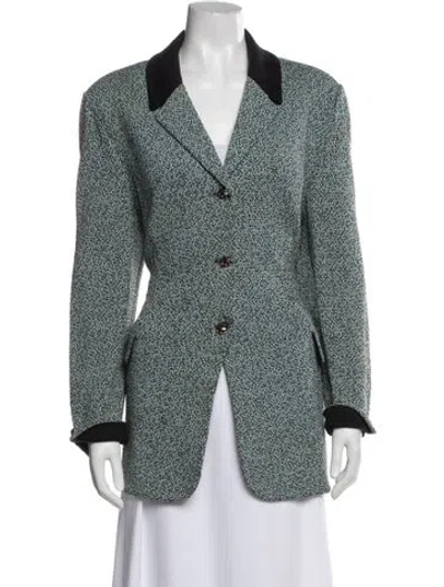 Pre-owned St John Tweed Pattern Blazer In Blue