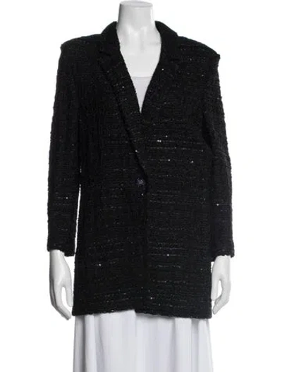 Pre-owned St John Tweed Pattern Blazer In Blue