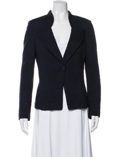 Pre-owned St John Tweed Pattern Blazer In Blue