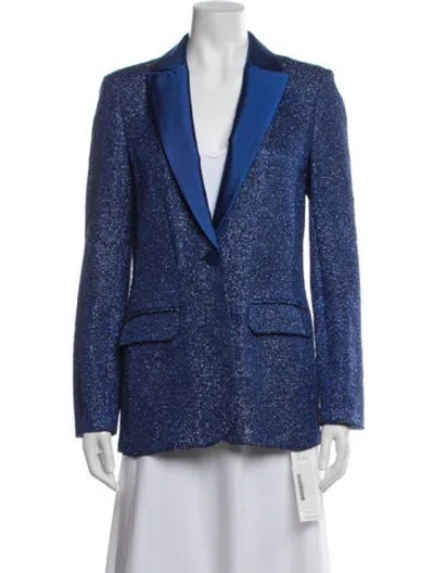 Pre-owned St John Tweed Pattern Blazer In Blue/metallic
