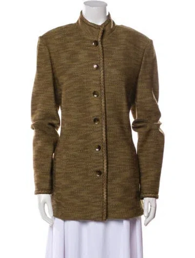 Pre-owned St John Tweed Pattern Blazer In Brown