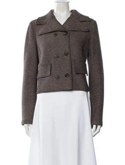 Pre-owned St John Tweed Pattern Blazer In Brown