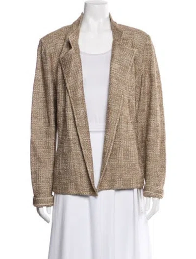 Pre-owned St John Tweed Pattern Blazer In Brown