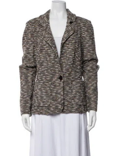 Pre-owned St John Tweed Pattern Blazer In Brown
