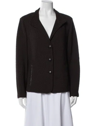 Pre-owned St John Tweed Pattern Blazer In Brown