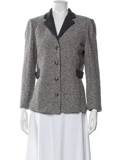 Pre-owned St John Tweed Pattern Blazer In Brown