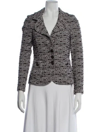 Pre-owned St John Tweed Pattern Blazer In Brown