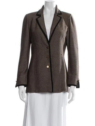 Pre-owned St John Tweed Pattern Blazer In Brown