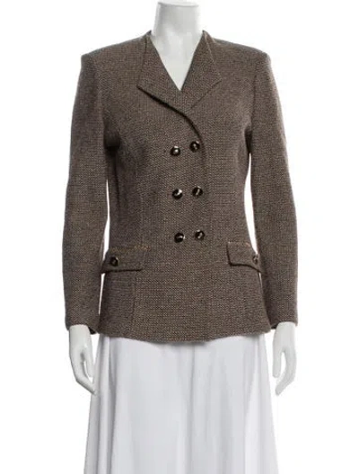 Pre-owned St John Tweed Pattern Blazer In Brown