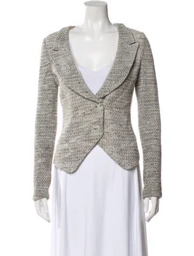 Pre-owned St John Tweed Pattern Blazer In Gray