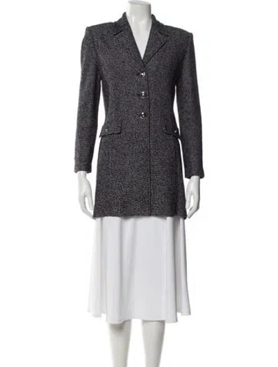 Pre-owned St John Tweed Pattern Blazer In Gray