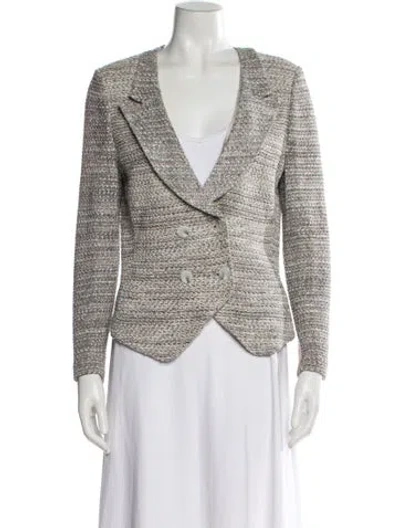Pre-owned St John Tweed Pattern Blazer In Gray