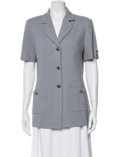 Pre-owned St John Tweed Pattern Blazer In Gray
