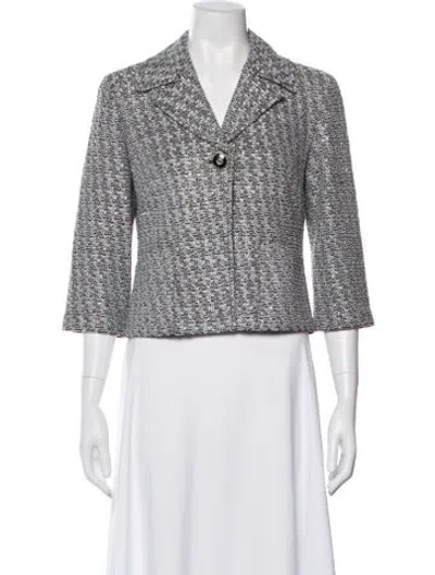 Pre-owned St John Tweed Pattern Blazer In Gray