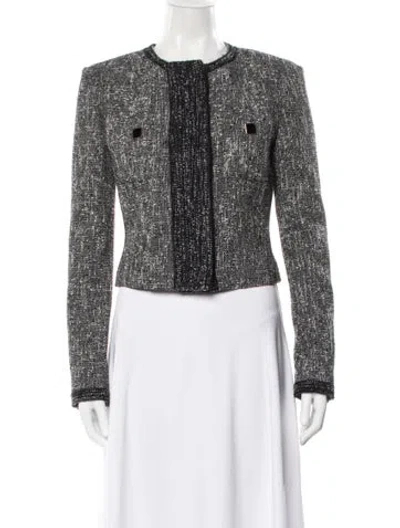 Pre-owned St John Tweed Pattern Blazer In Gray