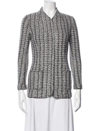 Pre-owned St John Tweed Pattern Blazer In Gray