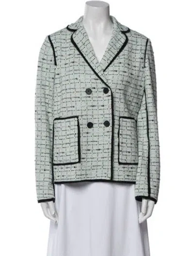 Pre-owned St John Tweed Pattern Blazer In Green