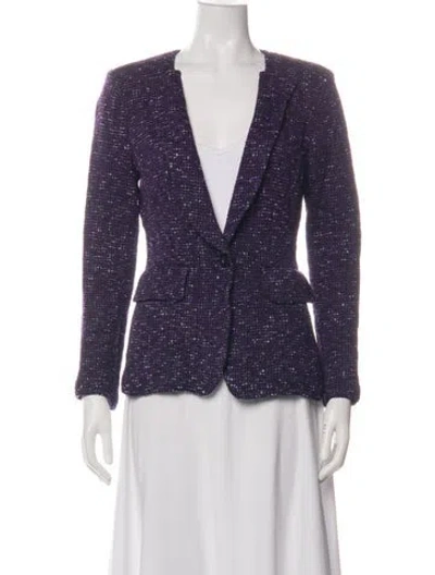 Pre-owned St John Tweed Pattern Blazer In Green