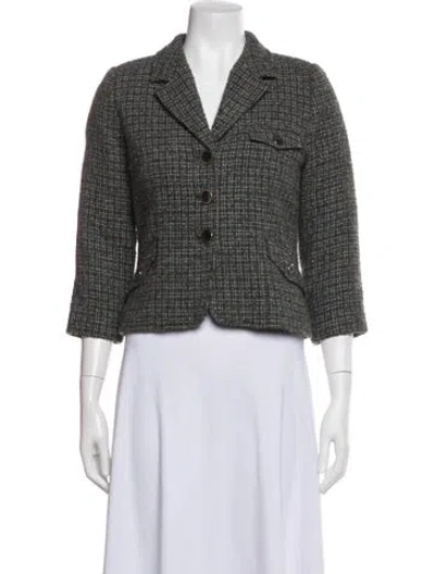 Pre-owned St John Tweed Pattern Blazer In Grey