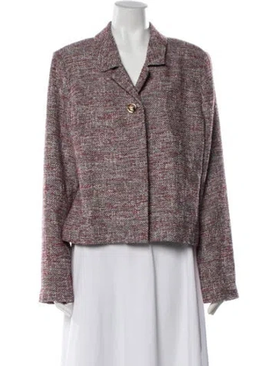 Pre-owned St John Tweed Pattern Blazer In Metallic/red