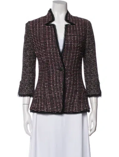 Pre-owned St John Tweed Pattern Blazer In Multi
