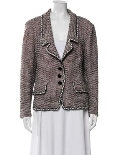 Pre-owned St John Tweed Pattern Blazer In Multi