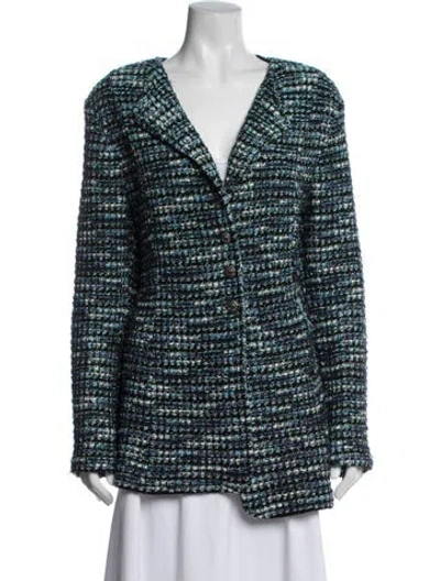 Pre-owned St John Tweed Pattern Blazer In Multi