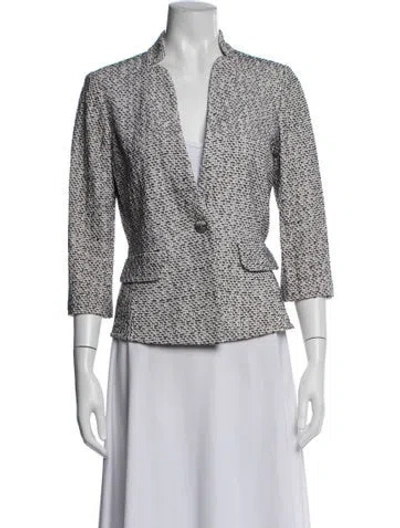 Pre-owned St John Tweed Pattern Blazer In Multicolor
