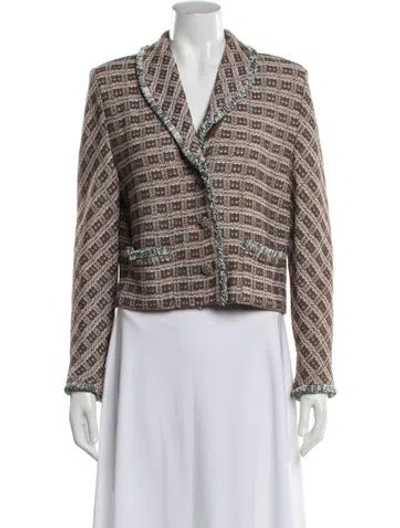 Pre-owned St John Tweed Pattern Blazer In Multicolor
